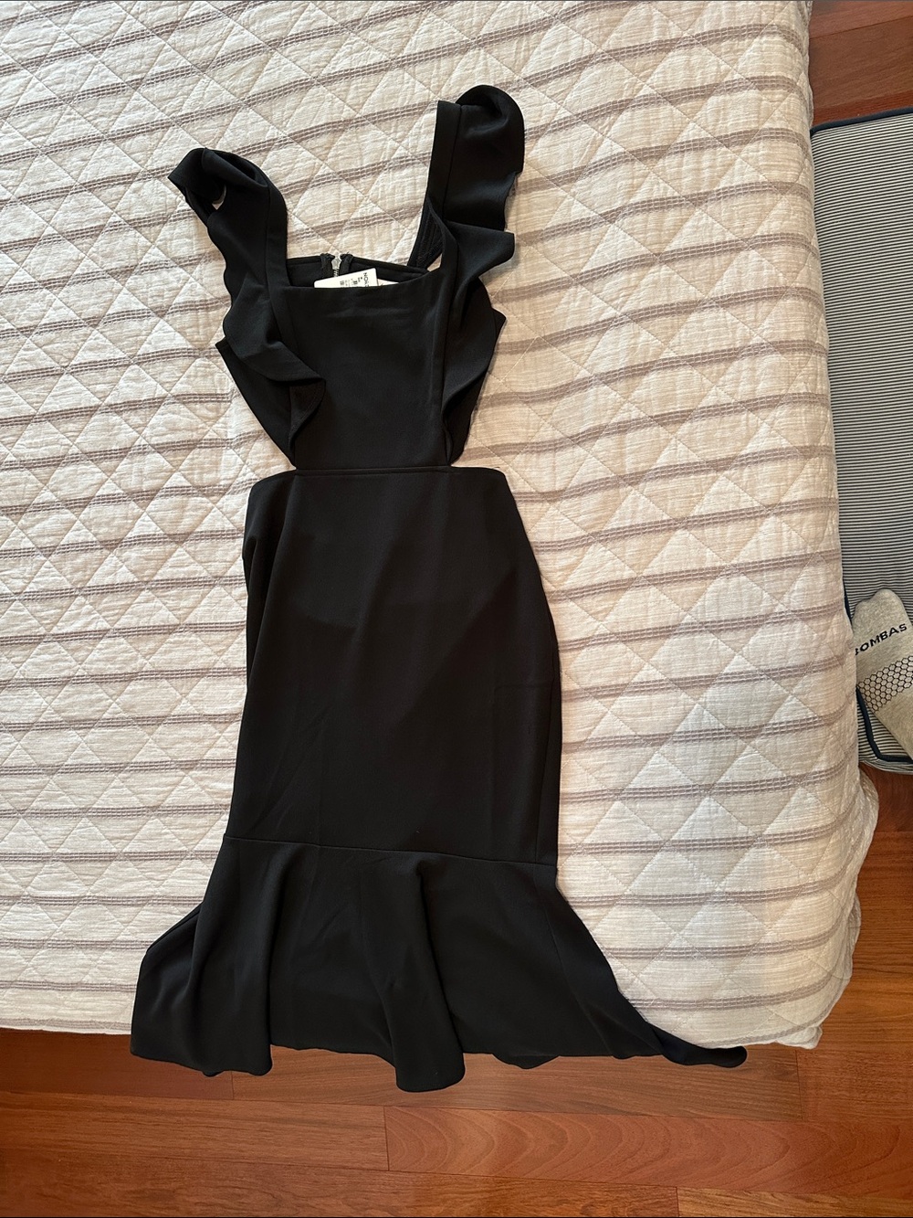 Petal & Pup Black Ruffle Strap Midi Dress